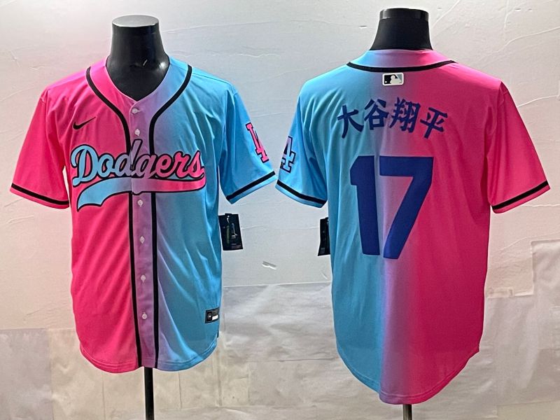 Men Los Angeles Dodgers #17 Ohtani Blue pink Game 2025 Nike MLB Jersey style 001